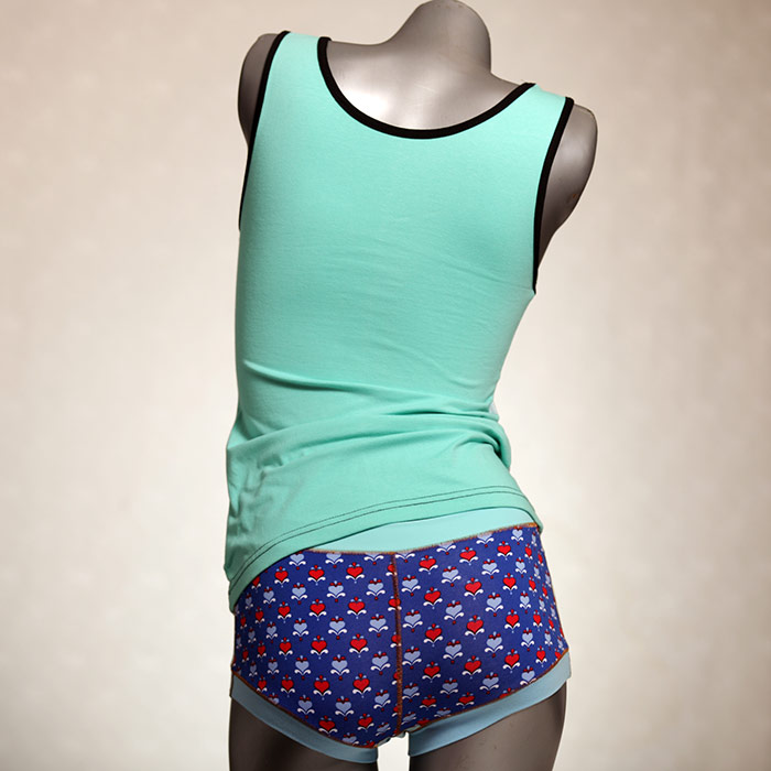 ökologische attraktive preiswerte gemusterte Unterwäsche Set für DamenPanty / Hotpant mit Top aus Biobaumwolle thumbnail