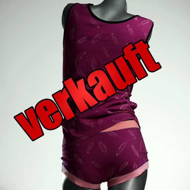 bunte ökologische schöne gemusterte Unterwäsche Set für DamenPanty / Hotpant mit Top aus Biobaumwolle